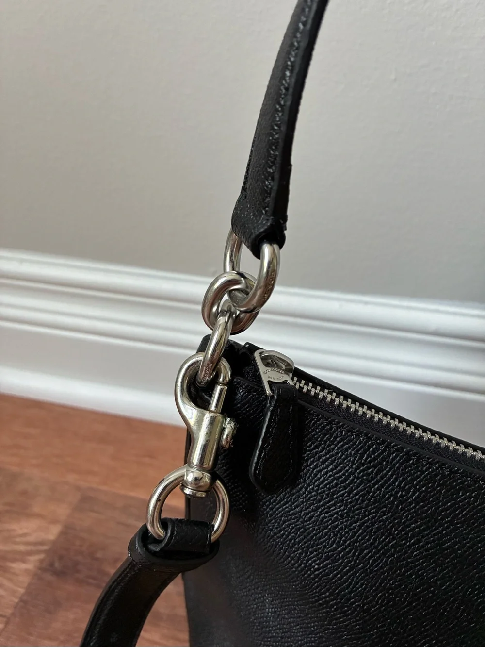 Coach Lewis Leather Crossbody Shoulder Bag, Black / Silver, 80058